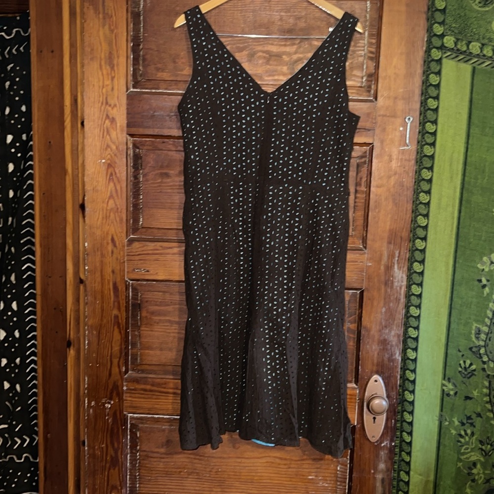 Brown & sky blue eyelet dress by Gabriella skye - Picture 4 of 4